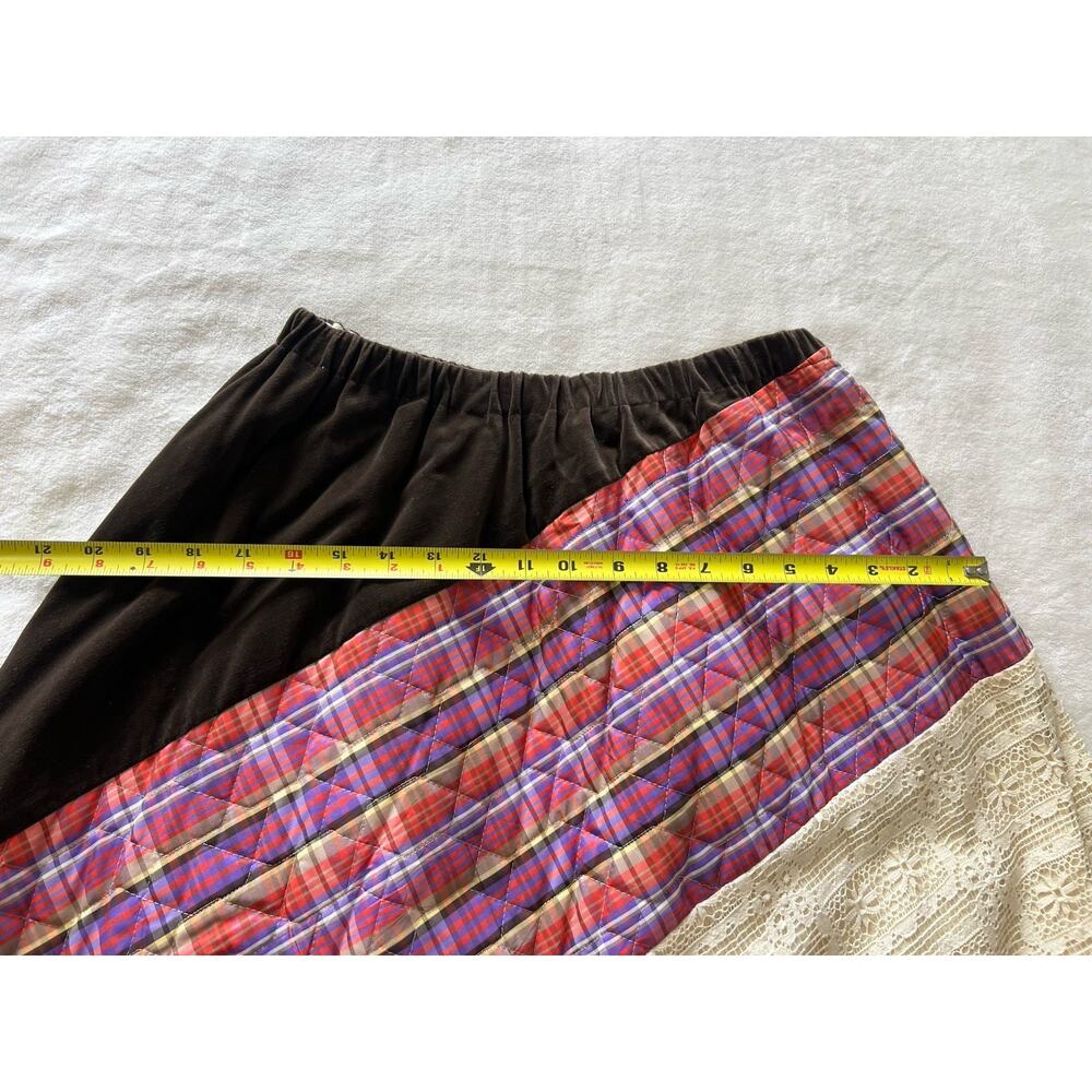 Vintage Chessa Davis Womens Maxi Skirt Velvet Lace Quilted Cottagecore Boho S/M - Picture 15 of 16